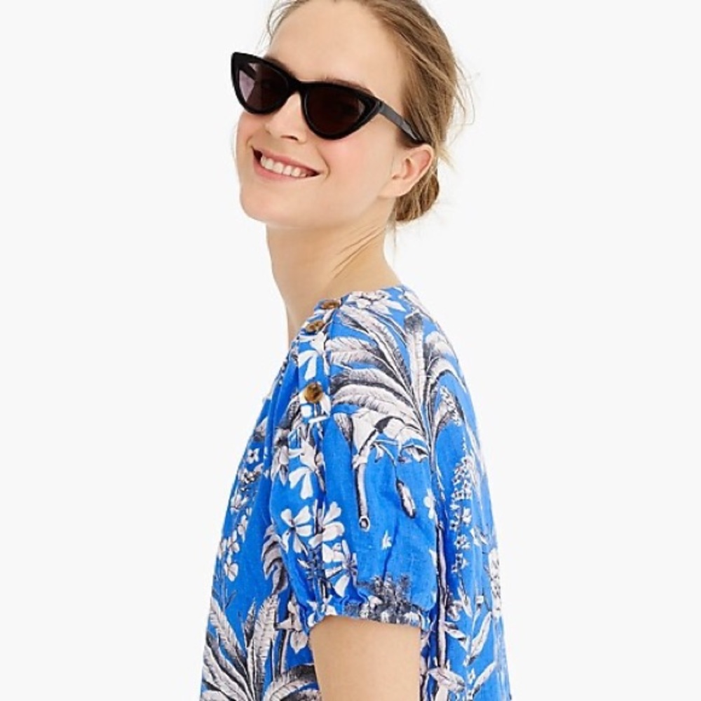J. Crew Open Neck V-Neck Top in Linen